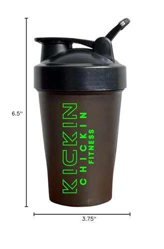 Kickin' Chickin' 12oz Shaker Bottle Mixer for Pre and Post Workout (Neon Lime/Midnight)