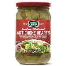 Tuscan Garden Premium Quality Tender Quartered Artichoke Hearts Marinated in Oil Vinegar Spices 1 Jar 12 oz