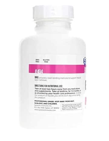 Systemic Formulas #404 Bind 120 Capsules, Activated Charcoal Capsules Powerful Cleanse Supplement for Optimal Health
