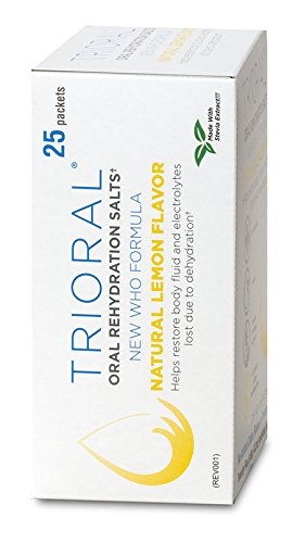TRIORAL Natural Lemon w/Stevia Oral Rehydration Salts - WHO Hydration Supplement Salts Formula - Combat Dehydration from Workouts, Fluid Loss and Much More (25 Packets/Box)