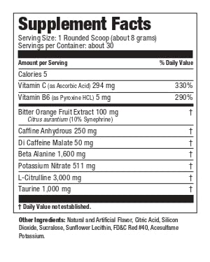 Ultimate Nutrition PRE Gold Preworkout Powder with Beta Alanine, Taurine, Citrulline, Vitamin C and Vitamin B6 - Pre Workout Energy Drink Supplement, 30 Servings, Blue Raspberry