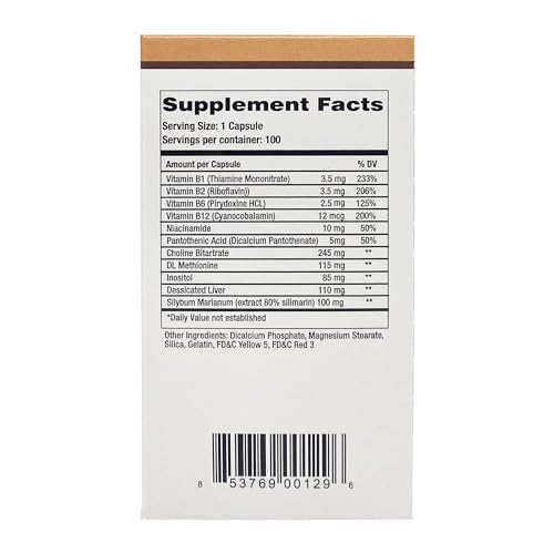 LIPOCHOL Dietary Supplement for Liver Detox & Cleanse, Daily Detox & Liver Support with Vitamins, Nutritional Support, Detox & Repair, 100 Capsules, 1-Pack