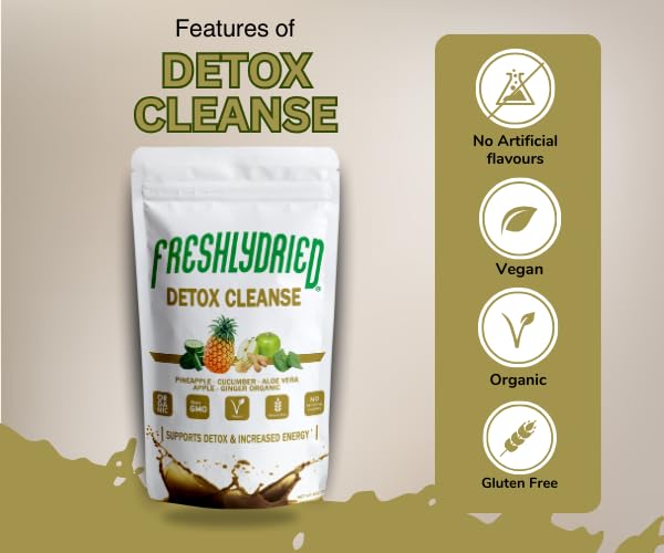 Freshlydried Pure Detox Cleanse Mix Powder - 6 Ounces, Best Superfood to Cleanse Your Body - Rich in Vitamins, Minerals & Protein - Non-Irradiated, Non-Contaminated, Non-GMO and Vegan