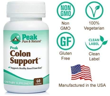 Peak Pure & Natural Colon Support - Colon Cleanse and Detox Supplement for Digestive Health - Gut Health Support with Inulin and Senna Leaf Extracts - with Fiber, Prebiotics, and Probiotics - 2 Pack