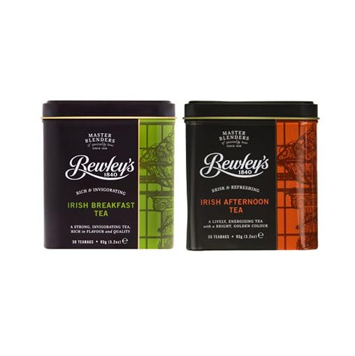 Bewleys Irish Breakfast and Afternoon Tea Bundle One Breakfast Tea Tin 30 Count Tea Bags and One Afternoon Tea Tin 30 Count Tea Bags By Cosmos Candy