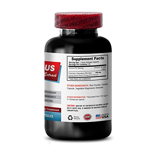 Diuretic Pills - Asparagus 600 MG - Young Shoots Extract - Premium Dietary Supplement - antioxidant Supplement for Skin - Asparagus Extract, antioxidant Supplement, Asparagus Pills - 2B 120 Capsules
