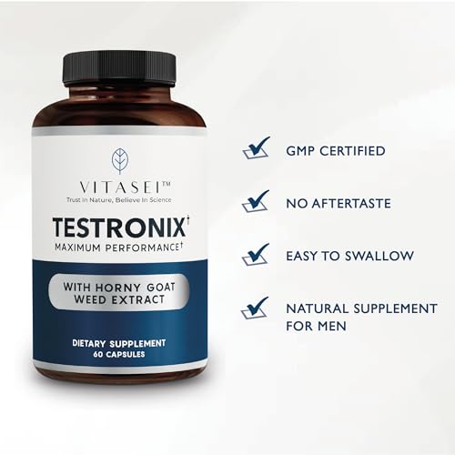 VITASEI Testronix Supplement - Energy and Muscle Supplements for Health - 60 Capsules