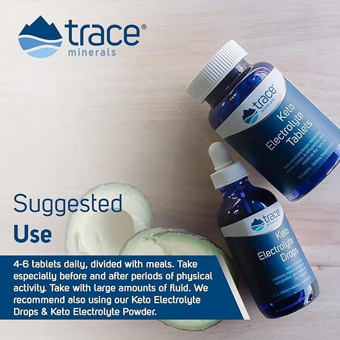 Trace Minerals Keto Electrolyte Tablets - Electrolyte Supplement to Aid Against Dehydration - Endurance Supplement with Minerals - Supports Performance & Muscle Recovery - 90 Tablets (15 Servings)