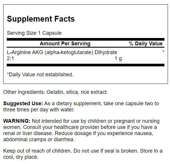 Swanson Amino Acid Maximum Strength Arginine Akg Nitric Oxide Enhancer 1000 Milligrams 90 Capsules