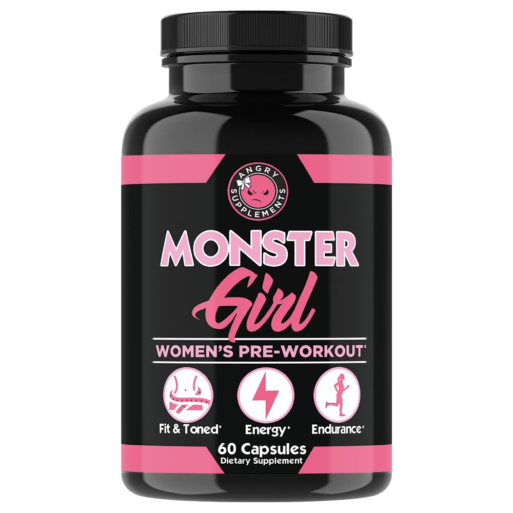 Angry Supplements Monster Girl N.O. Women’s Nitric Oxide Booster, Boost Energy, Increase Circulation, Powerful Workouts & Quick Recovery w. L-Arginine & L-Citrulline (2-Pack, Combo)