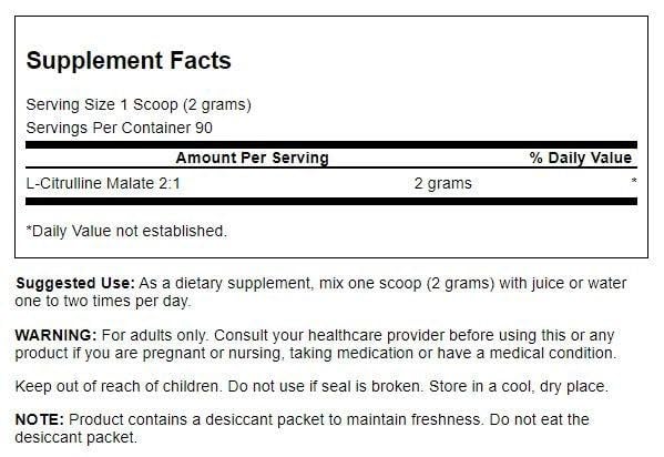Swanson Amino Acid L-Citrulline Malate Complex 6.35 Ounce (180 g) Pwdr