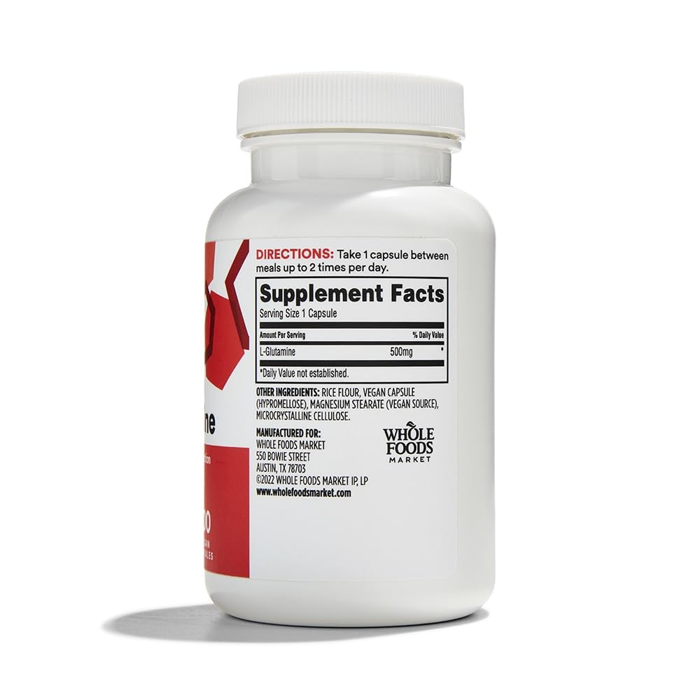 Whole Foods Market, L Glutamine 500Mg Veggie Caps, 100 Count