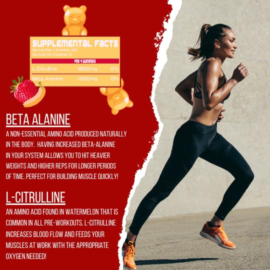 Beta Bears - The Best Tasting Pump Gummy for Men & Women | Intense Increased Endurance, Muscular Strength, & Pumps | Stackable Pre-Workout Gummies | 40 Gummies, 10 Servings