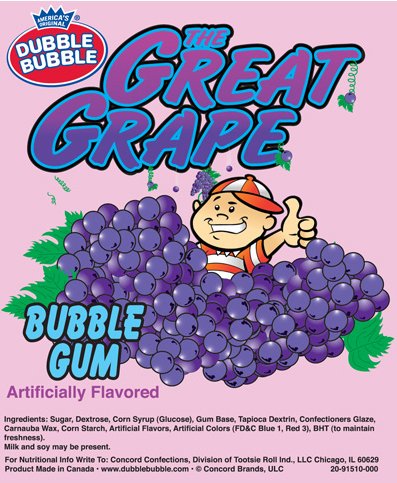 Great Grape Concord Dubble Bubble Gum Balls 15 Pounds