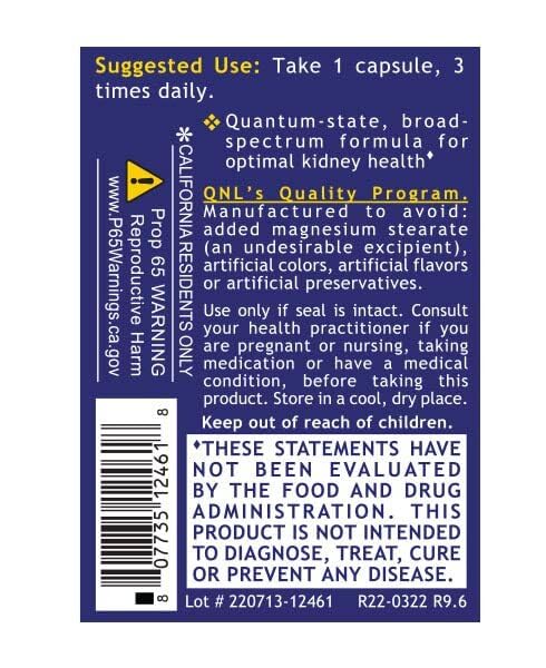 Quantum Nutrition Labs Kidney Support - Kidney Health Supplement, Kidney Support Supplement, Kidney Vitamins for Men and Women with Cranberry, Rhodiola Rosea, and Parsley - 60 Vegetarian Capsules