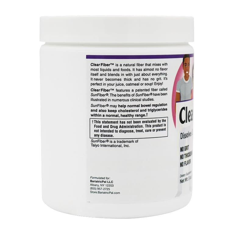 BariatricPal ClearFiber™ 5oz Powder Dissolves Clearly with No Grit, Thickening, or Flavor! (35 Serving Tub)