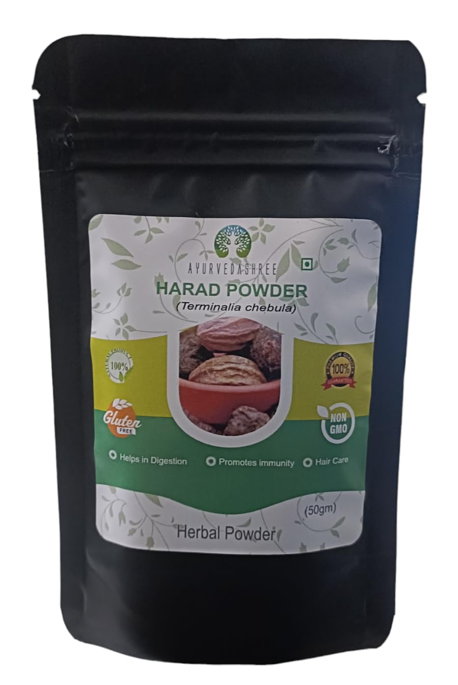 AYURVEDASHREE Haritaki Powder 50 Gm I Terminalia Chebula Powder I an Ayurvedic Herb for Vata I Vata Kapha and Pitta BalancerI Non GMO I Gluten Free I GMP Cerfitied
