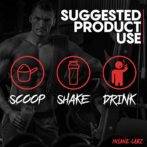 Insane Labz Possessed Low Stimulant Testosterone Boosting Pre Workout Powder, Loaded with D Aspartic Acid and Creatine Fueled by AMPiberry and OXYgold, 30 Srvgs, Gummy Worm