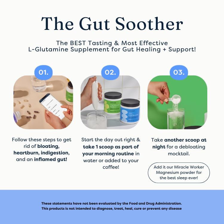 The Gut Soother L-Glutamine Powder Supplement: Restore Gut Lining, Soothe Digestive Discomfort While Promoting Overall Gut Health, 30 Servings (Chocolate)