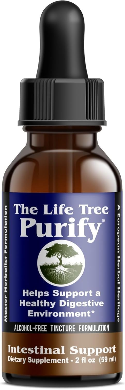 Life Tree Purify Intestinal Support Plus Daily Colon Cleanse Detoxify Kit 60 Capsules with 2 fl oz Tincture Formulation - Lactobacillus acidophillus - Natural Herbal for Digestive Health