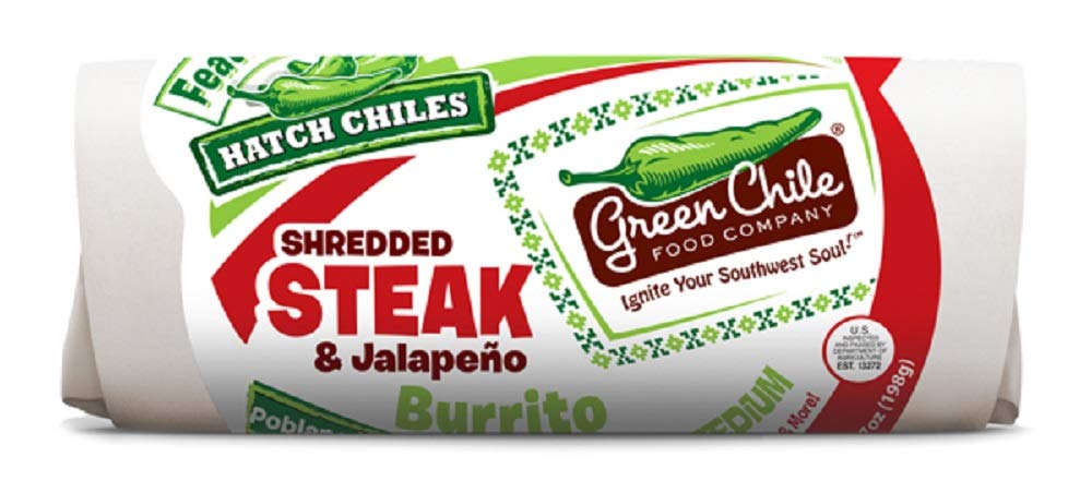 Green Chile Shredded Steak Jalapeno Burrito 6 Ounce Pack of 12