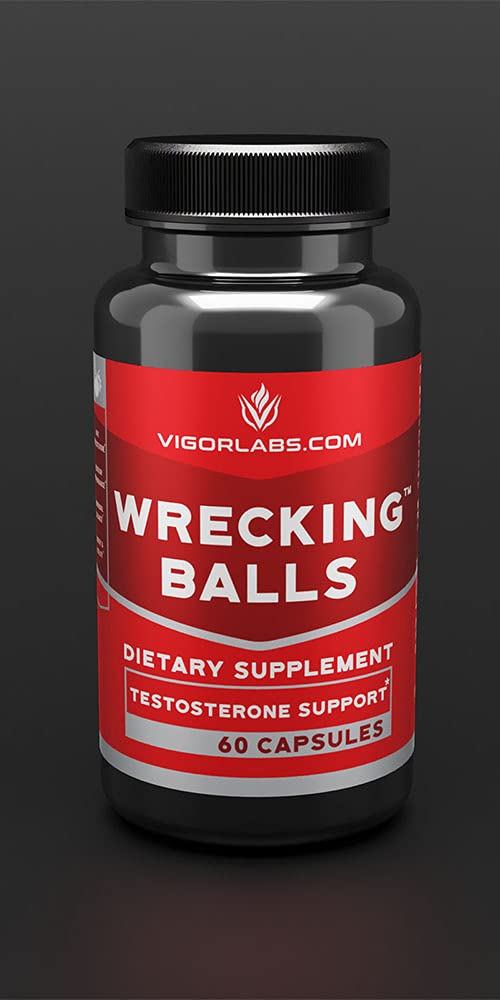 Vigor Labs Wrecking Balls (60 Capsules), Supports The Natural Production of Essential Male Hormones by Your Body to Support Fuller Drive, Male Vitality, and Increased Stamina. (Made in The USA)