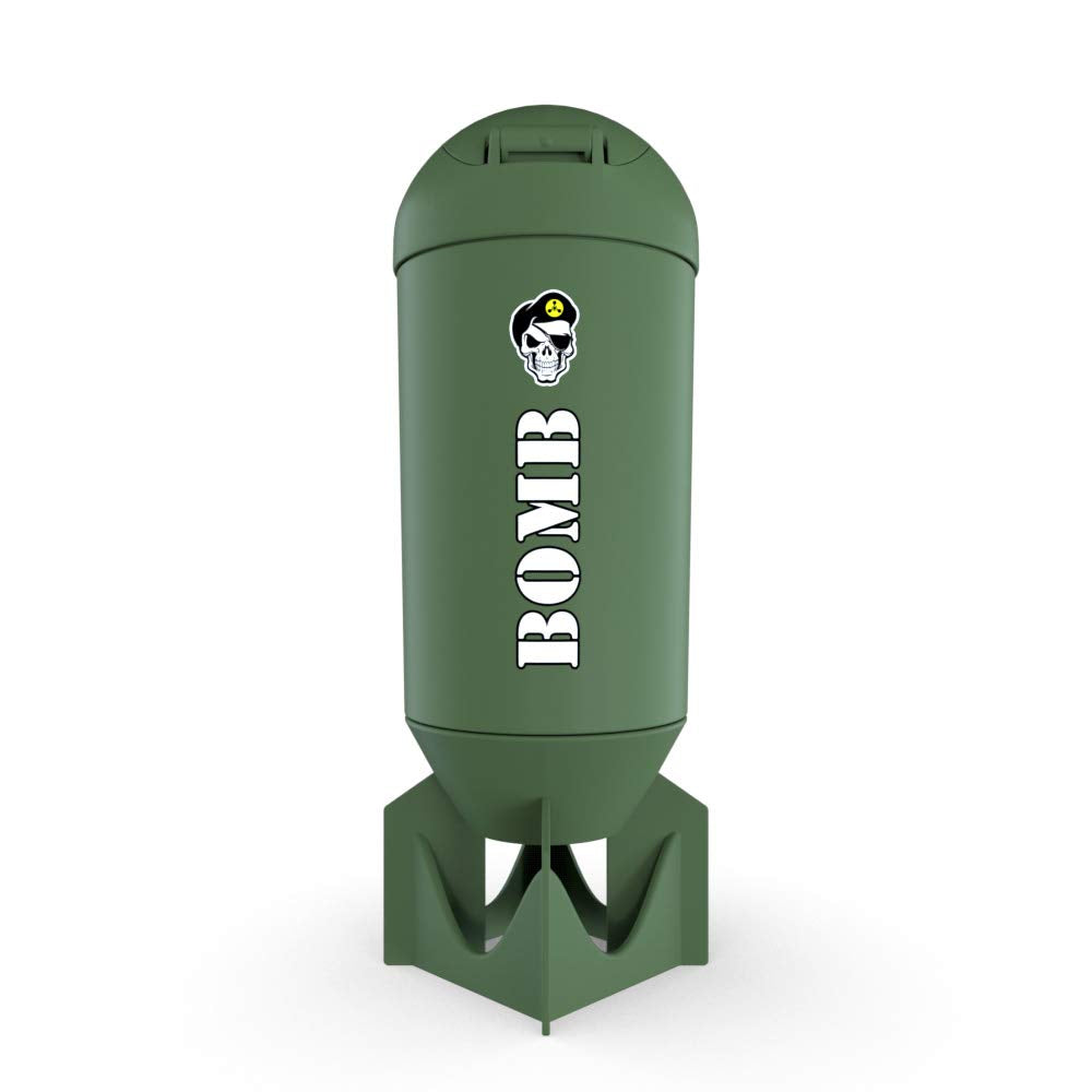 Battle Shakers Bomb | Military Themed Shaker Bottle | Leak-Proof Protein Cup with Storage Compartment | Mix Protein Powders & More | Durable & Dishwasher Safe | 20 Oz
