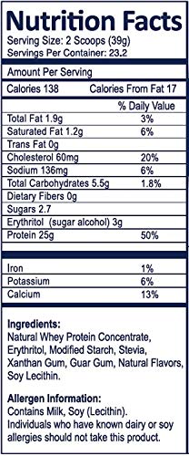 Nutri- Supreme Research Whey Protein Powder Dairy Cholov Yisroel Sweet Vanilla Bean Sweetened with Erythritol and Stevia - 2 Lb - 25 G