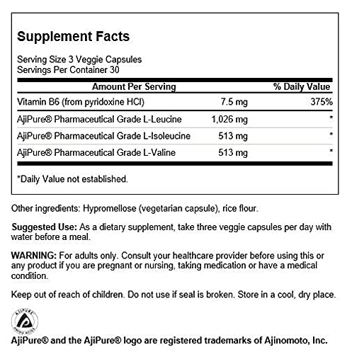 Swanson Ajipure Branched-Chain Amino Acids Pharmaceutical Grade 90 Veg Capsules (2 Pack)