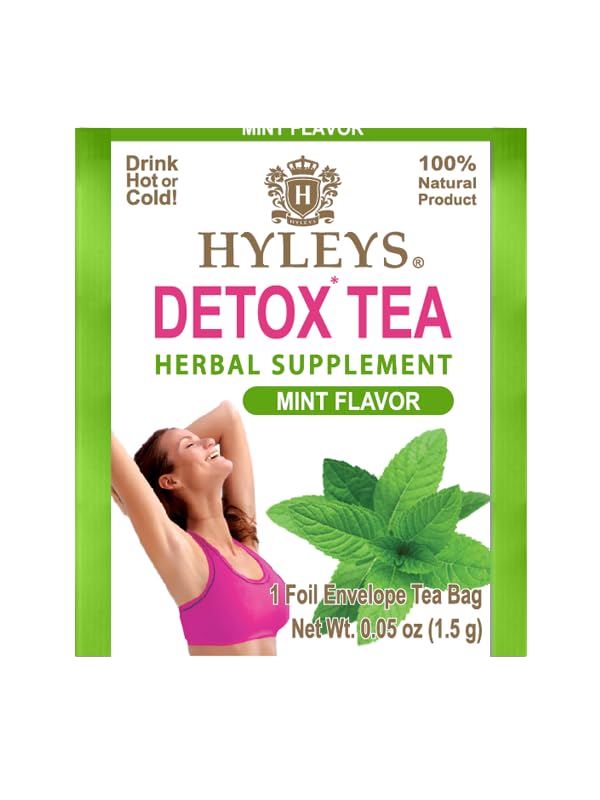 Hyleys Detox Tea for Cleanse - Green Tea with Mint, Ginger & Fennel - Supports Digestion & Detox - 25 Tea Bags (1 Pack)