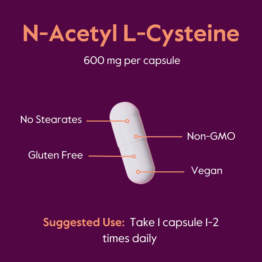 BESTVITE N-Acetyl L-Cysteine (NAC) 600mg Per Capsule (120 Vegetarian Capsules) - No Stearates - Vegan - No Fillers - No Silica - No Gelatin - Gluten Free - Non GMO