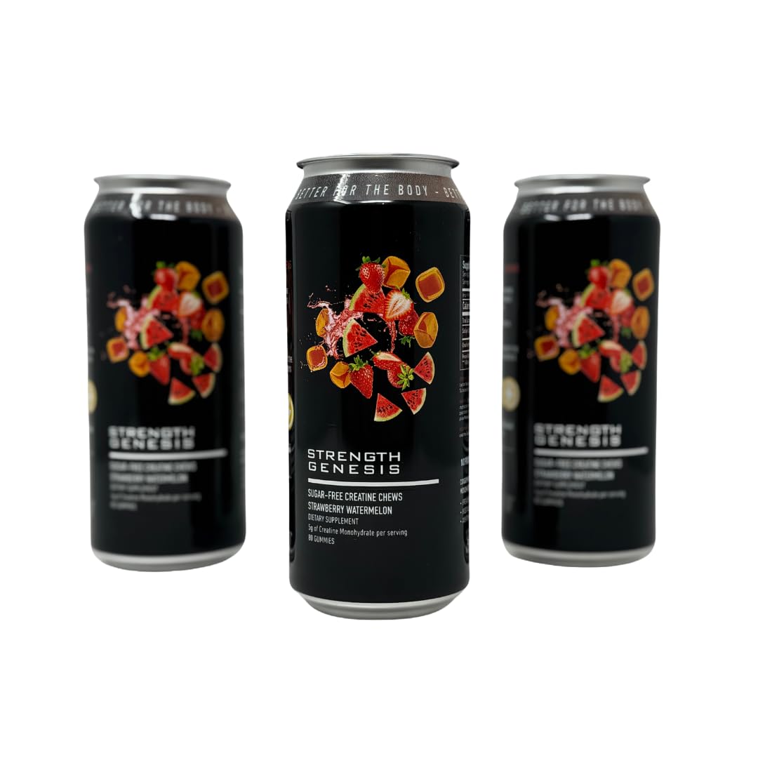 Strength Genesis Sugar-Free Creatine Chews, Strawberry Watermelon, 80 Gummies