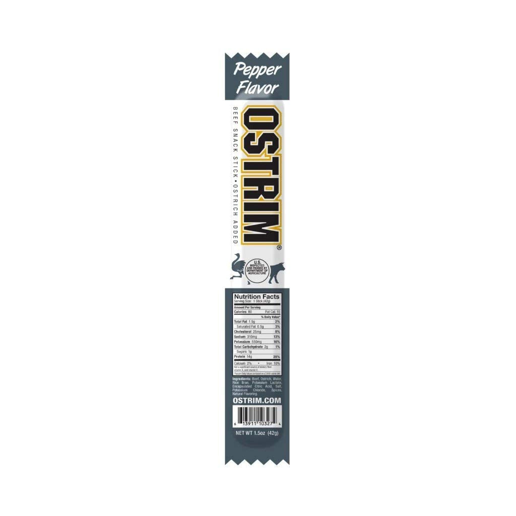Ostrim GrassFed Beef Ostrich Jerky Snack SticksPepper Flavor 15 oz Pack of 10
