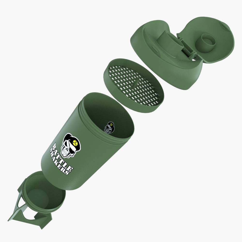 Battle Shakers Bomb | Military Themed Shaker Bottle | Leak-Proof Protein Cup with Storage Compartment | Mix Protein Powders & More | Durable & Dishwasher Safe | 20 Oz
