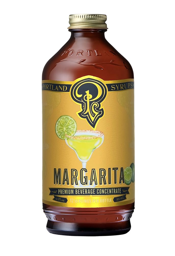 Portland Syrups Margarita Syrup Craft Cocktail and Mocktail Mixer with Tangerine Blood Orange and Lime Puree 12 oz with 24 Servings Pack of 2
