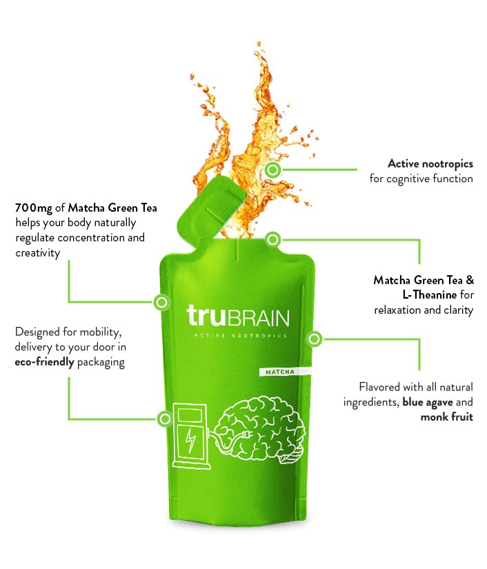 TruBrain Drinks - Nootropic Brain Food Designed by Neuroscientists to Boost Mental Output & Improve Memory Nootropic Supplement