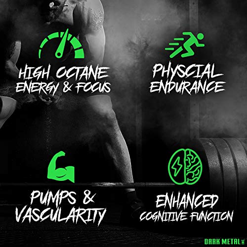 DARK METAL Inc Manson High Stim Pre Workout Powder, Energy Focus Strength, Loaded with Beta Alanine L Carnitine Caffeine Infinergy, 35 Srvgs, Mixed Berry