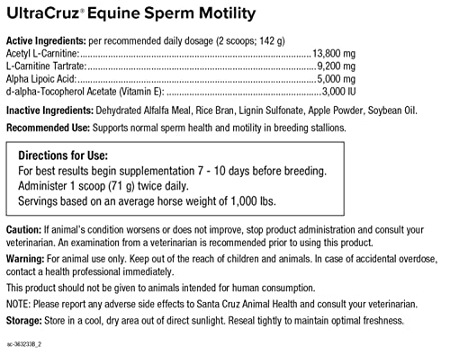 UltraCruz Equine Sperm Motility Enhancer Supplement for Horses, 5 lb Pellet
