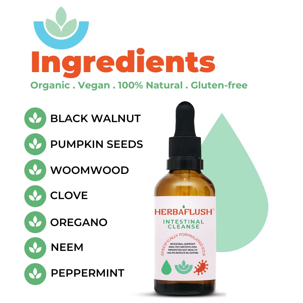 HERBAFLUSH Intestinal Cleanse Organic Tincture / 2 Week Cleanse