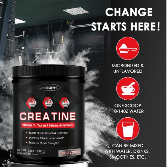 ZEBORA Micronized Creatine Monohydrate Powder for Men and Women