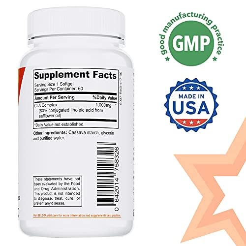 BELDT CLA 1000 Conjugated Linoleic Acid from Safflower Oil - 60 Veggie Softgels