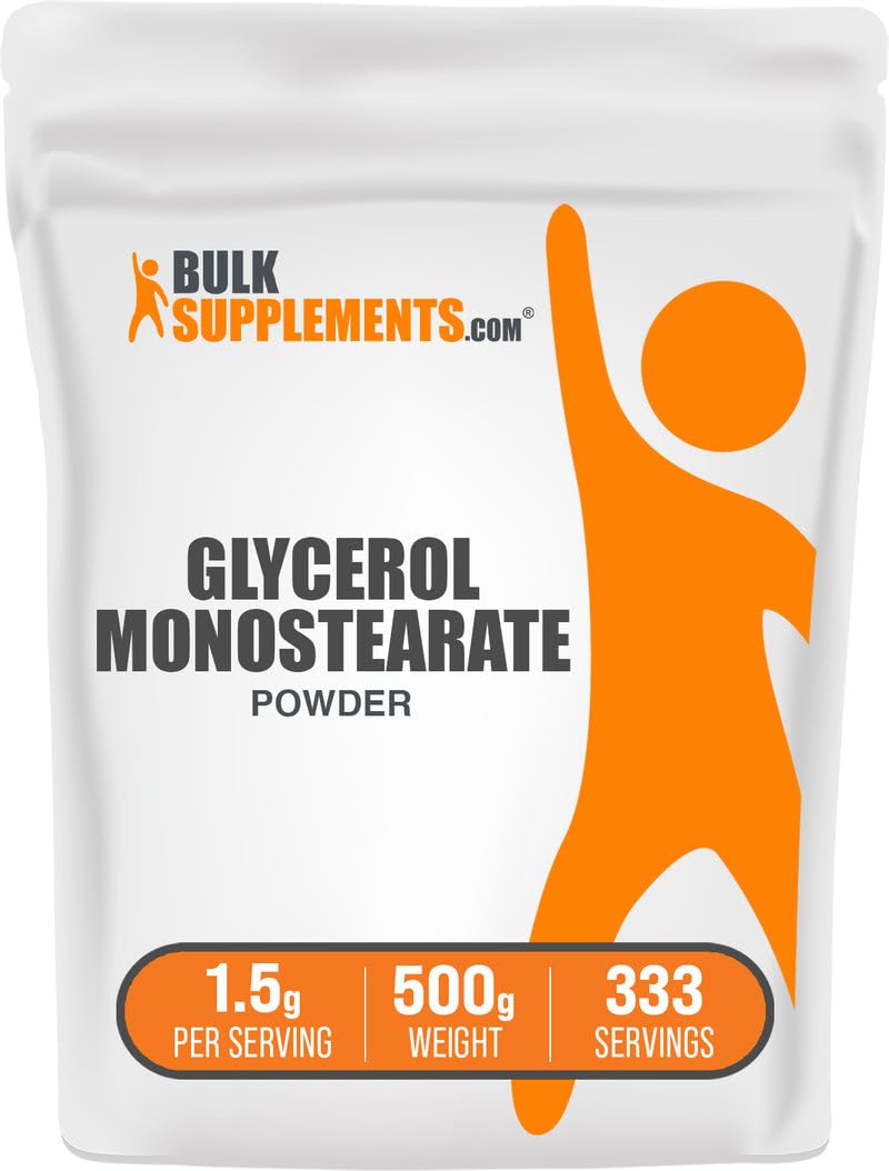 BulkSupplements.com Glycerol Monostearate Powder - Glycerol Powder, Glycerol Supplement, Energy Source - Food Grade, Gluten Free, 1500mg per Serving, 500g (1.1 lbs) (Pack of 1)