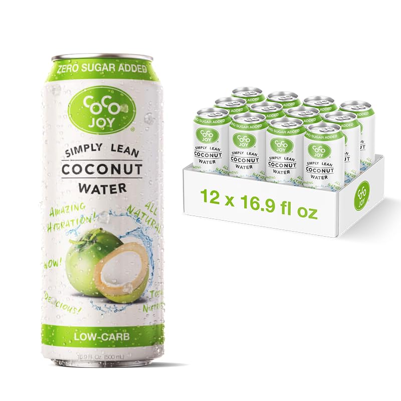 CoCo Joy Lean Coconut Water 100 Coconut Water Zero Sugar Added Fresh LowCarb HighCalcium NutrientRich CoconutWater Drink with Electrolytes Potassium and Other Nutrients 12 pack