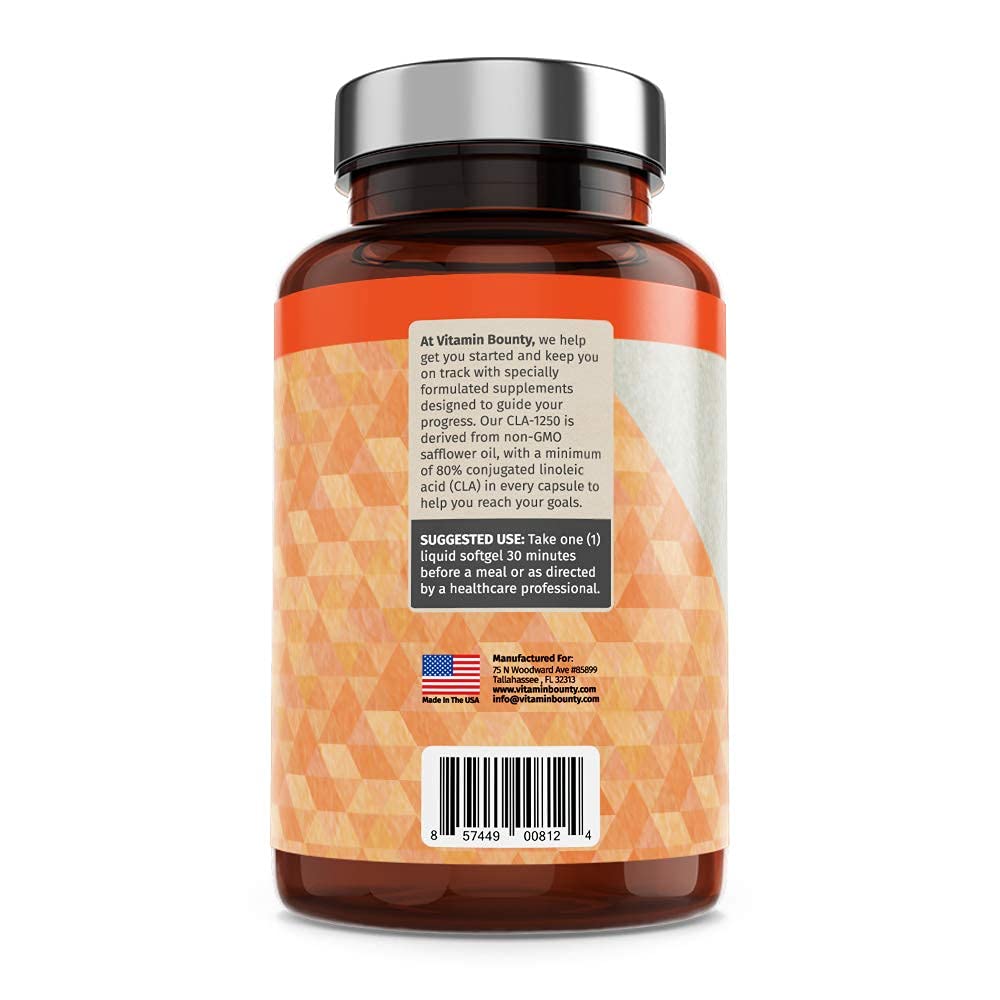 Vitamin Bounty CLA 1250mg - Conjugated Linoleic Acid, CLA for Women and Men, CLA Pills, CLA Capsules, Non Stimulating & Premium Quality - 90 Softgels