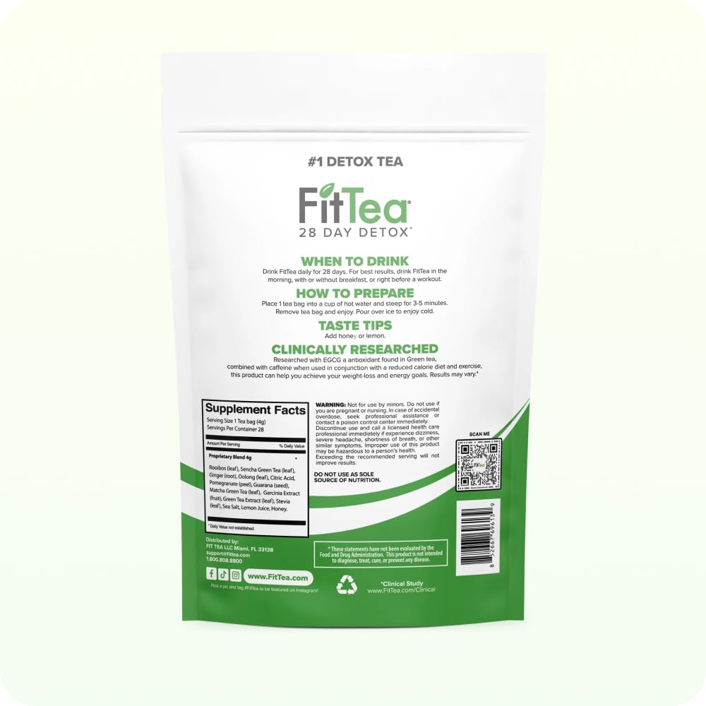 The ORIGINAL Fit Tea 28 Day Detox Tea - Detox Cleanse Tea for Women and Men - Clinically Tested Slim Tea Detox Drink