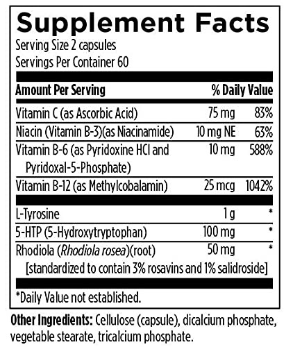 Designs for Health CraveArrest - L-Tyrosine Anti-Craving Support Supplement with 5-HTP, B6, Rhodiola, B12 - Designed for Serotonin + Dopamine Support (120 Capsules)