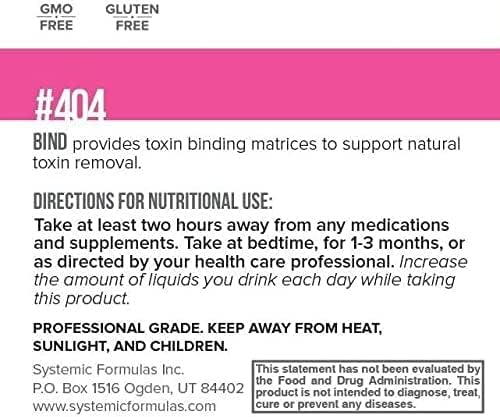 Systemic Formulas #404 Bind 120 Capsules, Activated Charcoal Capsules Powerful Cleanse Supplement for Optimal Health