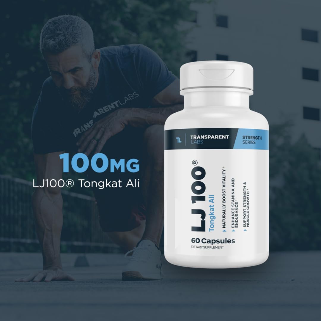 Transparent Labs LJ100 - Eurycoma Longifolia Tongkat Ali Extract 100mg Capsules for Lean Body Mass, Strength, and Performance Enhancement - 60 Count