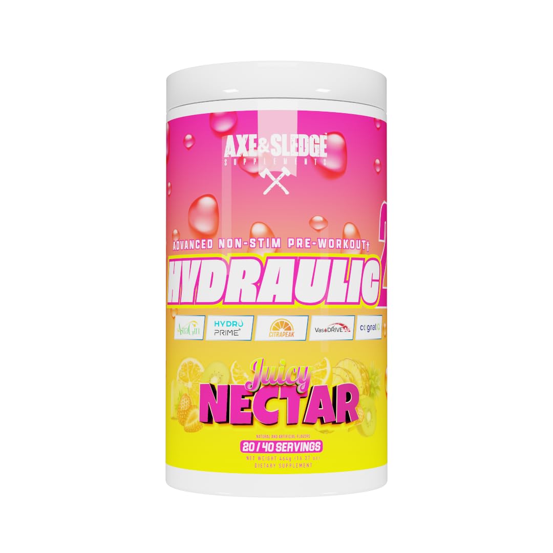 Axe & Sledge Supplements Hydraulic Stimulant-Free Pump Pre-Workout Powder, 40 Servings, (Pack of 1) (Juicy Nectar)