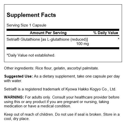 Swanson Premium Brand Amino Acid L-Glutathione 100 Milligrams 100 Capsules